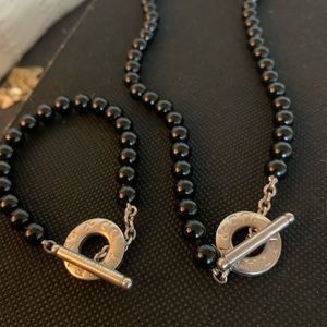 Tiffany and co. Black pearl necklace and bracelet